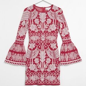 Anthropologie Alice McCALL Long Sleeve Pink White mini Long Sleeve Dress